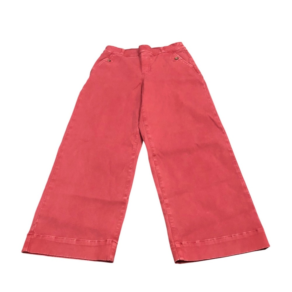 SPANX Stretch Twill Wide Leg Crop Pants Red High Rise Pull On Crop Size Medium